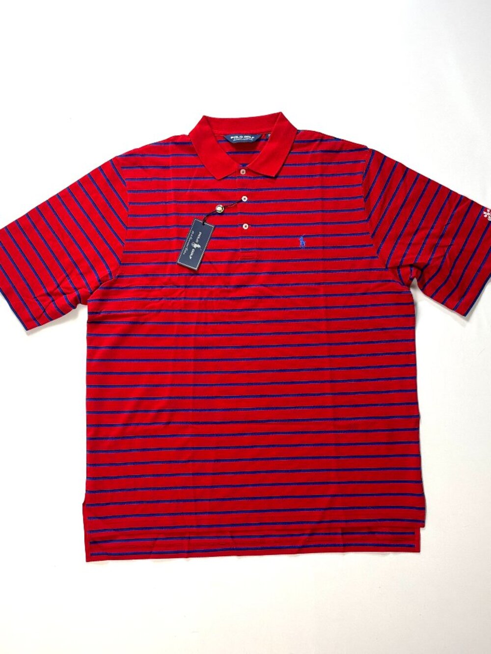 VTG Polo Golf Ralph Lauren Mens Pima Cotton Shirt Red XL NWT UBS Bank Deadstock